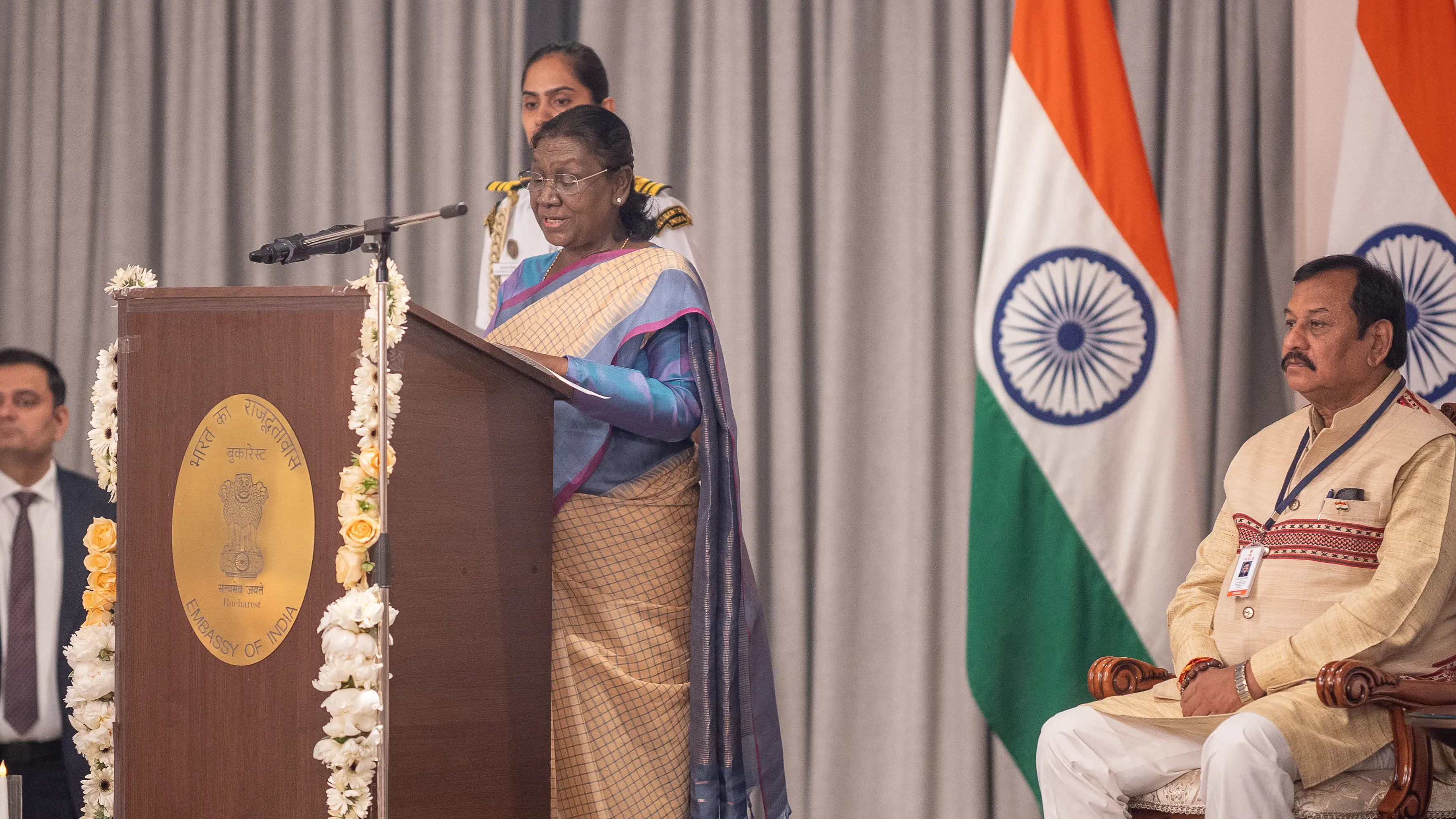 President Droupadi Murmu addressing the India–Romania Business Forum in Bucharest